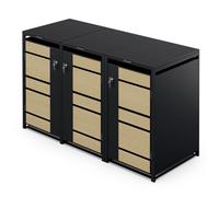 BinSafe bin box 3 bins up to 240 L weatherproof lockable can be opened from the front and top galvanised steel