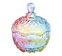 binsakao 1Pc Colorful Glass Storage Jar, Candy Jar with Lid, Cookie Jar, Jewelry Box Buffet Jar Biscuit Containers (8.7 oz / 260 ml)