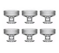 binsakao Glass Ice Cream Bowl Set of 6, Small Clear Mini Footed Dessert Cups for Fruit Pudding Trifle Parfait Sundae Nuts Cocktail Drinks Party (6.3 oz, Ribbed)