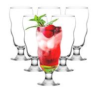 binsakao Hurricane Glasses Set of 6 - Tall Cocktail Glass 500 ml - Large Pina Colada, Mojito, Margarita, Sangria, Pina Colada Glass, Stemmed Coupe Glassware