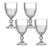 binsakao Wine Glasses - Goblet Glasses Set of 4 - Heart Shape Beverage Stemmed Glass Cups - Clear Goblets 340 ml