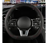 Binsheo Microfiber Leather D Shaped Steering Wheel Cover, Breathable, Anti Slip, 13.5 inch to 14 inch, Black