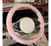 Binsheo Nappa Leather Pink Steering Wheel Cover, Advanced Microfiber Leather Non-Slip Breathable Fabric, Warm in Winter and Cool in Summer, Universal 15 inch
