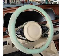 Binsheo Nappa Leather Steering Wheel Cover, Advanced Microfiber Leather Non-Slip Breathable Fabric, Warm in Winter and Cool in Summer, Green Large 15.5 inch to 16 inch