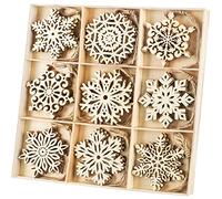 Binswloo Christmas Wooden Ornaments, Unfinished Wood Snowflakes Hanging Pendants with Strings for DIY Crafts Rustic Christmas Tree Decorations Wedding Party Decor (36 Pieces)