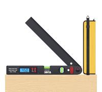 BINTA 0-225° Range Digital Angle Finder, Aluminum Backlit LCD Digital Protractor with Horizontal/Vertical Dual Bubble Meter Storage Bag for Woodworking, Home DIY (Black)