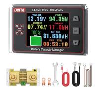 BINTA 500A Shunt Battery Monitor 8-100V 2.4 Inch Color Screen for Lifepo4 Lithium Sealed Gel Flooded Batteries, Backlight Waterproof Battery Monitor with Sliding Cover for Car RV Golf Cart Solar Panel
