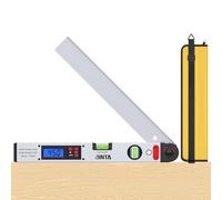 BINTA Aluminum Digital Angle Finder 0-225° Range, Backlit LCD Angle Finder Tool with Horizontal/Vertical Dual Bubble Meter Storage Bag for Woodworking, DIY (Silver)