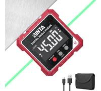 BINTA Digital Angle Finder with Green Laser, 4-Side Magnetic Angle Gauge | USB-C Rechargeable IP54 Waterproof Inclinometer, Table Saw Miter Protractor Laser Level Tool for Woodworking Construction DIY