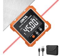 BINTA Digital Angle Finder with Laser, 4-Side Magnetic Angle Gauge Orange | USB-C Rechargeable IP54 Waterproof Inclinometer, Table Saw Miter Protractor Laser Level Tool for Woodworking Construction DIY
