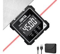 BINTA Digital Angle Finder with Laser, 4-Side Magnetic Angle Gauge, USB-C Rechargeable IP54 Waterproof Inclinometer, Table Saw Miter Protractor Laser Level for Woodworking Construction DIY Black