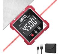 BINTA Digital Angle Finder with Laser, 4-Side Magnetic Digital Angle Gauge, USB-C Rechargeable IP54 Waterproof Inclinometer, Table Saw Miter Protractor Laser Level for Woodworking Construction DIY