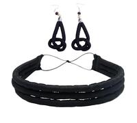 BintaRealWax Women's African Cotton Printed Turban Earrings Set Three Strand Rope Adjustable Hairband Earrings 3PS