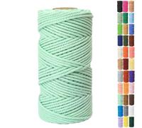 Binwat 5mm x100m Macrame Cord Thick Natural Cotton Cord DIY Crafts Yarn Thread Twisted Spool Twine String Cotton Rope for Wall Hanging,Plant Hangers,Knitting,Decorative Projects(Matcha green)