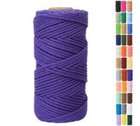 Binwat 5mm x100m Macrame Cord Thick Natural Cotton Cord DIY Crafts Yarn Thread Twisted Spool Twine String Cotton Rope for Wall Hanging,Plant Hangers,Knitting,Decorative Projects(Dark purple)