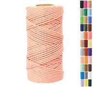 Binwat 5mm x100m Macrame Cord Thick Natural Cotton Cord DIY Crafts Yarn Thread Twisted Spool Twine String Cotton Rope for Wall Hanging,Plant Hangers,Knitting,Decorative Projects(Flesh pink)