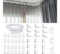 Binwat Flexible Plastic PVC Curtain Track Room Divider Curtain Rod Runner Rail RV Rail Shower Corner Long Curved Hospital Privacy System Wall Ceiling Mounted Fixing Hooks (3 meter,Side clamping)