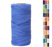 Binwat Macrame Cord Thick Natural Cotton Cord DIY Crafts Yarn Thread Twisted Spool Twine String Cotton Rope for Wall Hanging,Plant Hangers,Knitting,Decorative Projects 4mm x100m (Haze blue)