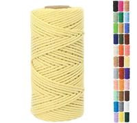 Binwat Macrame Cord Thick Natural Cotton Cord DIY Crafts Yarn Thread Twisted Spool Twine String Cotton Rope for Wall Hanging,Plant Hangers,Knitting,Decorative Projects 4mm x100m (Light yellow)