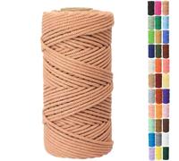 Binwat Macrame Cord Thick Natural Cotton Cord DIY Crafts Yarn Thread Twisted Spool Twine String Cotton Rope for Wall Hanging,Plant Hangers,Knitting,Decorative Projects 4mm x100m (Brick red)