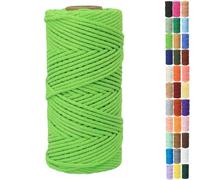 Binwat Macrame Cord Thick Natural Cotton Cord DIY Crafts Yarn Thread Twisted Spool Twine String Cotton Rope for Wall Hanging,Plant Hangers,Knitting,Decorative Projects 4mm x100m (Grass green)