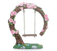 Binwat Miniature Fairy Garden Swing, Flower Tree Swing Figurine, Handmade Resin for Micro Landscape Courtyard Garden Outdoor Display Decor, Decorative Mini Furniture (C)