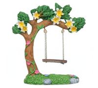 Binwat Miniature Fairy Garden Swing, Flower Tree Swing Figurine, Handmade Resin for Micro Landscape Courtyard Garden Outdoor Display Decor, Dollhouse Decorative Mini Furniture (D)