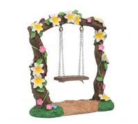 Binwat Miniature Fairy Garden Swing, Flower Tree Swing Figurine, Handmade Resin for Micro Landscape Courtyard Garden Outdoor Display Decor, Decorative Mini Furniture (B)