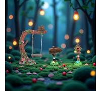Binwat Miniature Fairy Garden Swing, Flower Tree Swing Figurine, Handmade Resin Swing for Micro Landscape Courtyard Garden Outdoor Display Decor, Dollhouse Decorative Mini Furniture (Swing set)