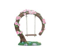 Binwat Miniature Fairy Garden Swing, Flower Tree Swing Figurine, Handmade Resin Swing for Micro Landscape Courtyard Garden Outdoor Display Decor, Dollhouse Decorative Mini Furniture (C)