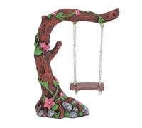 Binwat Miniature Fairy Garden Swing, Flower Tree Swing Figurine, Handmade Resin Swing for Micro Landscape Courtyard Garden Outdoor Display Decor, Dollhouse Decorative Mini Furniture