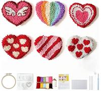 Binwat Punch Needle Coaster Kit,Easy Punch Needle DIY Embroidery Set with Tools, Yarns, Hoop, Instructions Easy for Beginners, Kids, Adults, Handmade Gift and Decoration (Heart)