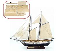 Binwat Scale DIY Hobby Wooden Ship Science Equipmen Assembly Model Boat Kits Sailing Boat Kit Decor Toy Gift(1:130)
