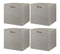 BinWhiz 4 Pack Collapsible Linen Fabric Storage Cubes/Organiser - 33x33x33 cm Fabric Bins for Kallax Shelves, Cabinet, Bookcase, Closet - Versatile Home Organizer Boxes for Decor and Laundry (Coffee)