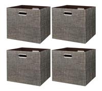 BinWhiz 4 Pack Collapsible Linen Storage Cubes - 33x33x33 cm Fabric Bins for Kallax Shelves, Cabinet, Bookcase, Closet - Versatile Home Organizer Boxes for Decor and Laundry (Brown)