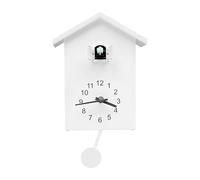 binxun Modern Cuckoo Wall Clock White ABS Wall Decor Clock 20x25cm House-Shaped Silent Sweep Movement Cuckoo Clock with Working Bird, for Room, Corridor, Office, Study, Hall, Hotel, Cafe