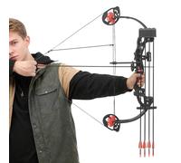 binxun Youth Compound Bow Set for Kids and Teens, Adjustable 16-29lbs Draw Weight Archery Bow with 12 Arrows Arm Guard and Sight, Right Hand Beginner Target Practice Bow - Black