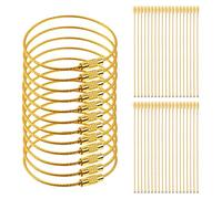 Binxus 50 Pcs Wire Keychain Cable 5.9 Inch Gold Cable Stainless Steel Key Ring Luggage Tags Loops for Keyrings, Key Tags (Gold)