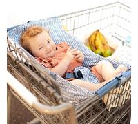 Binxy Baby Shopping Cart Hammock - Infant Seat for Grocery Carts - Holds Car Seats Securely - Compatible with Select 4-Seater Wagons (20-24” Wide) - Supports Up to 50 lbs - Blue Little Arrow