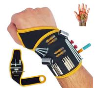 BINYATOOLS Magnetic Wristband -Black- With Super Strong Magnets Holds Screws, Nails, Drill Bit. Unique Wrist Support Design Cool Handy Gadget Gifts for Fathers, Boyfriends, Handyman, Electrician
