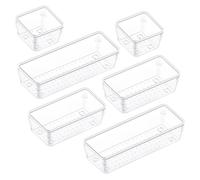 Binzdom 6 Pack Plastic Drawer Organiser, Transparent, Rectangular, 5cm x 5cm x 5cm, CADDY, Organizer, Storage Solution