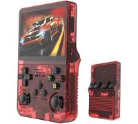 BINZHIGE R36S Retro Handheld Video Game Console, 3.5Inch IPS Screen Video Player 64g TF Card 10,000+ Games Retro Handheld Game Console, With Open Source Linux System (Red)