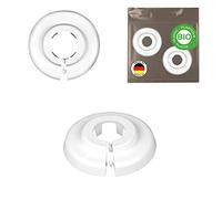BIO 20 x Single Heating Pipe Rosettes, Radiator Pipe Cover, 15mm, 18mm, 22mm, Tap Rosette, Plumbing, Radiator Rosette, Bio-Based Polyethylene, White (18mm)