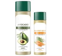 Bio Carrot Seed Anti-Aging After Bath Body Oil 120ml & Bio Cado Avocado Stress Relief Body Massage Oil 200ml | Deep Nourishment & Hydration | 100% Botanical Extracts | Suitable for All Skin Types