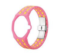 Bio-Ceramic Replacement Watch Strap Fits for Swatch X Royal Pop Watch Replacement Band All-in-One Integrated Design Full Protection & Lightweight (Pink Yellow 3)