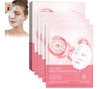 Bio Collagen Face Mask, 4pcs Collagen Sheet Mask, Collagen Night Wrapping Mask, Face Mask Hydrating, Reduce Fine Lines & Wrinkles, Pore Minimizing, Elasticity Improvement, Face Mask Collagen Mask