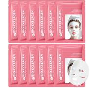 Bio Collagen Face Mask, Bio Collagen Real Deep Face Mask Skincare, Hydrogel Overnight Face Masks for Hydration and Soothing, Pore Minimizing, Elasticity Improvement, Korean Skincare (12PC)