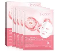 Bio Collagen Face Mask,Bio Collagen Real Deep Mask,Pure Collagen Films Deep Hydrating Firming Overnight Hydrogel Mask,Helps to Minimize Wrinkles, Restores Skin Elasticity & Firmness -34g x4ea