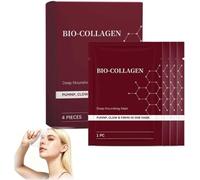 Bio Collagen Face Mask, Biological Collagen Peptide Overnight Treatment for Firming and Wrinkles, Deep Hydration & Glass Skin, Reduce Fine Lines & Wrinkles, Slow-Release Formula (4 Pieces)