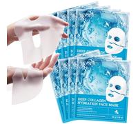 Bio Collagen Real Deep Mask, 8 Pack Overnight Hydrating Face Mask for All Skin Types, Hydrating & Firming Collagen Face Masks, Anti-Wrinkle Lifting, Real Collagen Infused for Plump Skin Hydrogel Mask